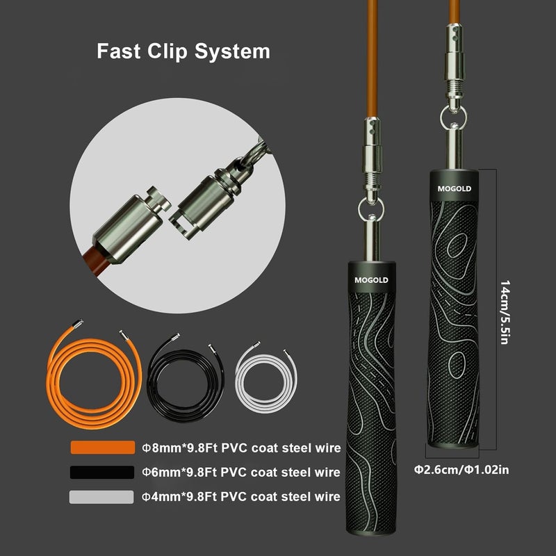 MOGOLD Weighted Jump Rope for Men Women -Interchangeable 1/5lb 1/4lb 1/2lb Heavy jump ropes - 360 Degree Spin - Length Adjustable,Ergonomics Leather Grip Skipping Rope for Fitness Weight Loss & More - Image 3